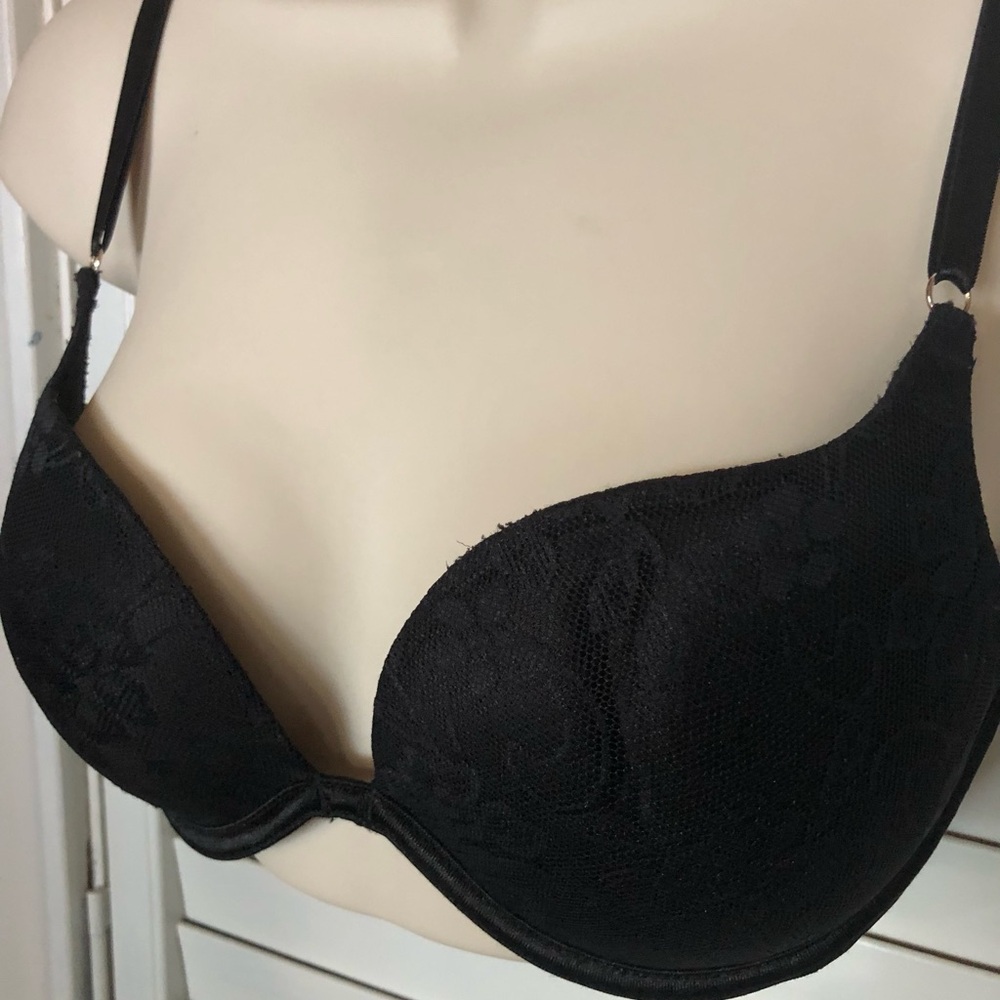 Black Lace Covered Padded Bra 34C